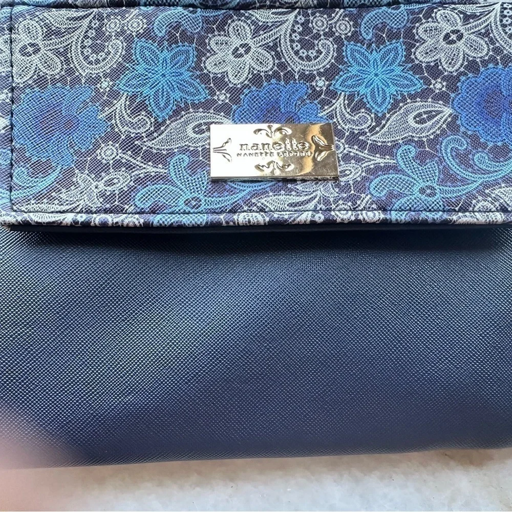 Nanette Lepore Blue Floral Clutch with Power Bank